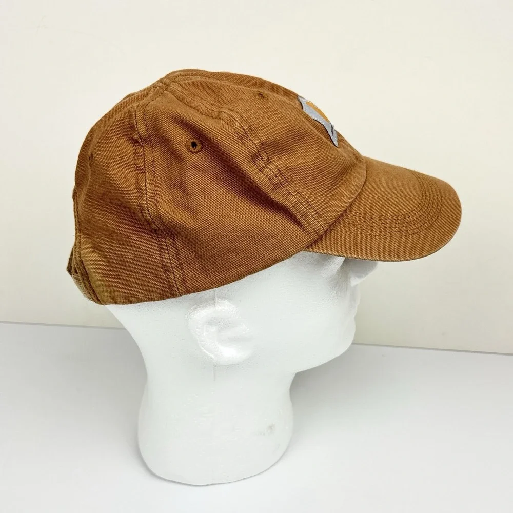 Carhartt Hat Youth Kids Adjustable Brown Canvas Logo Patch Cap Cotton
